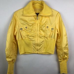 Yellow Cropped Bomber Style Jacket | XL